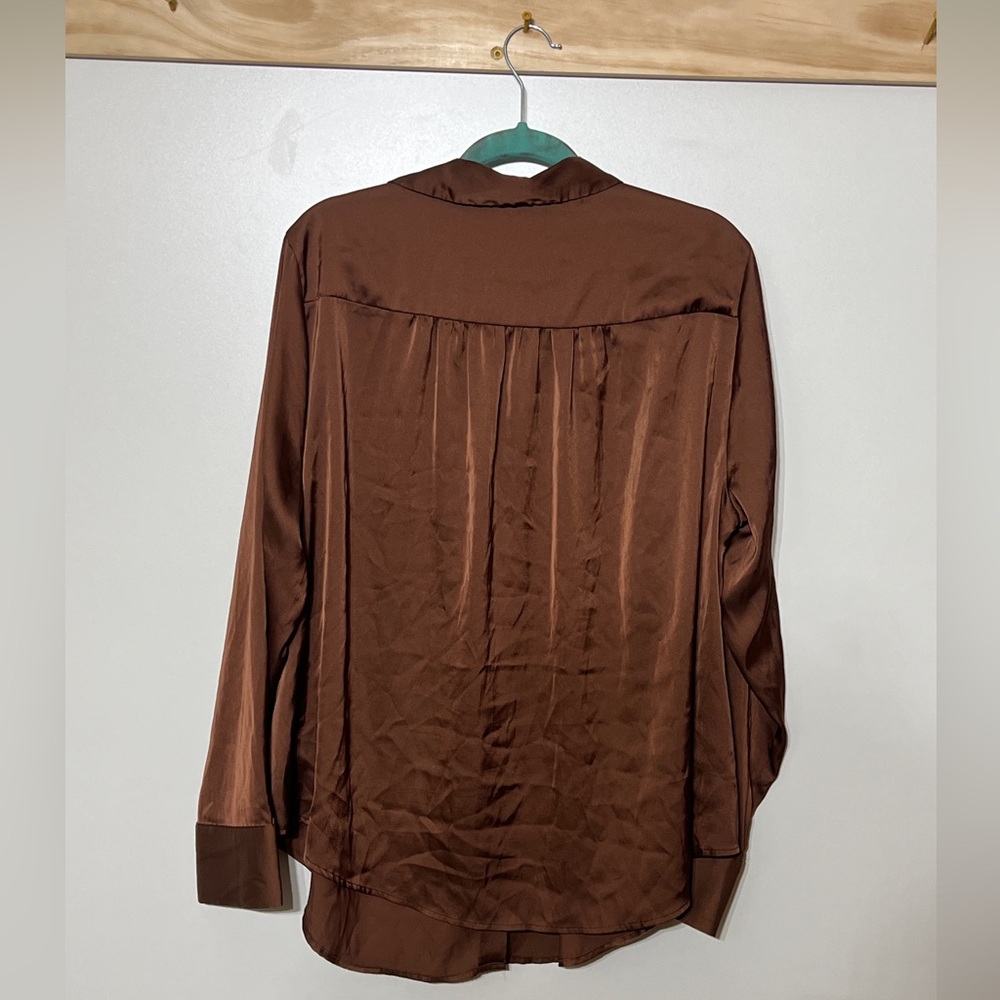 Torrid Long Sleeve Blouse Shiny Holiday Women Size 1X Bronze - Picture 4 of 6